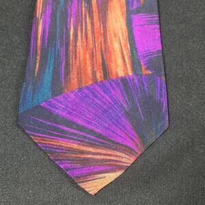 Stonehenge Men's Tie Purple Orange Teal Abstract 100% Silk Made in USA
